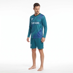 Men's Training Full Sleeve Soccer Jersey 100% <b>Polyester</b> American Football Jersey V-Neck <b>Shirt</b> And Short Athletic Fit - Product Image 4