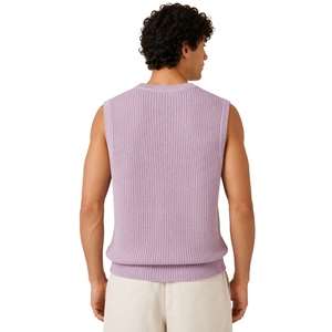 <b>Mens</b> Lavender Summer Knit <b>Sweater</b> <b>Vest</b> V Neck Sleeveless Pullover Soft Lightweight Custom Logo Casual Fashion OEM Manufacturer - Product Image 2