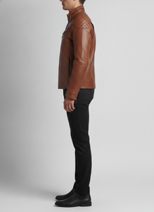 High Quality <b>Men's</b> Casual Leather <b>Jacket</b> Stylish Fit Stand Collar Soft PU Leather Canvas Breathable Quick Dry Autumn Pattern - Product Image 5