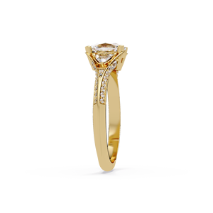 Anillos de compromiso vintage con certificado IGI, diamante de laboratorio de 1.00 ct con corte cojín y anillo con corte trillón, oro puro de 14K para mujer, joyería. - Product Image 4