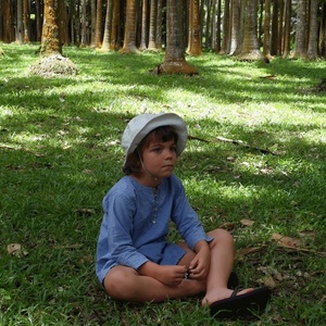 Pretty Blue 100% Soft Cotton Summer Wear Long <b>Kaftan</b> Featuring With Beautiful Flower Embroidery Long Sleeves & Front Buttons - Product Image 3