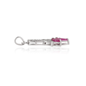 Colgante de Plata de Ley 925 de Alta Calidad con Rubí Natural Corte Marquesa y Diamantes Redondos, Motivo Floral, Joyería Fina para Chicas - Product Image 5