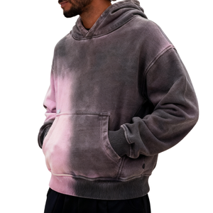 Sudadera con capucha de algodón grueso para hombre, estilo vintage, degradado de color, lavado desgastado, informal, a prueba de viento, la más vendida. - Product Image 2
