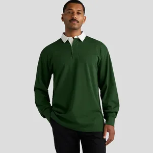 Chemise tissée à manches longues pour homme, style preppy décontracté, bleu uni, motif imprimé numérique, logo frontal, coupe classique, boutonnée, 100 % coton - Product Image 2