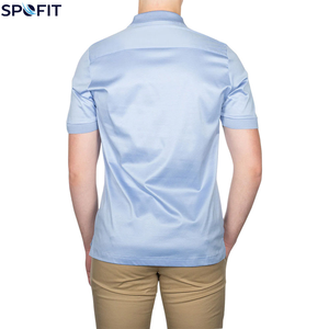Polo à manches courtes bleu clair pour homme SPOFIT, tricoté, séchage rapide, couleur unie, coupe classique - Product Image 4