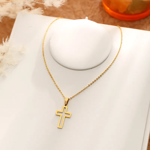 Collar Cruzado de Estilo Simple para Mujer con Baño de Oro Electroplacado e Incrustaciones de Diamantes de Imitación - Product Image 2