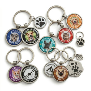 Custom Logo Fashion Vintage Metal Pet <b>Keychain</b> Bulk | Full Color Print Epoxy Dome OEM Promotional <b>Keychain</b> | Vietnam Factory MOQ - Product Image 1