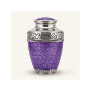 Handcrafted Silver Engraved Purple Enamel Cremation <b>Urn</b> for Human Ashes Adult <b>Large</b> Funeral Memorial <b>Urn</b> Funeral Supplies - Product Image 1