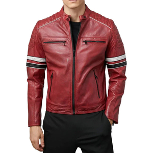 Veste d'hiver élégante pour homme en cuir véritable enduit, col montant fin, logo sur le devant, couleur personnalisée, design coupe-vent, service OEM - Product Image 3