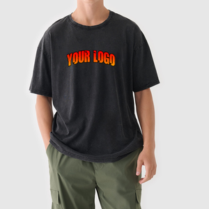 Nouveaux produits en promotion : T-shirt homme coupe ample et oversize en coton épais 100% couleur unie, personnalisable avec logo imprimé, effet délavé à l'acide - Product Image 4