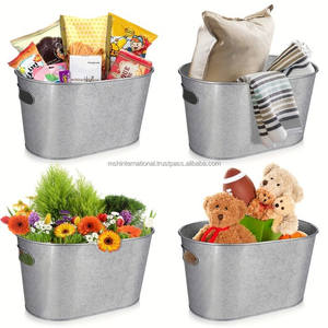 ถังใส่ดอกไม้โลหะทาสีชุบสังกะสีพร้อมที่จับสองอันน่ารัก - Product Image 2