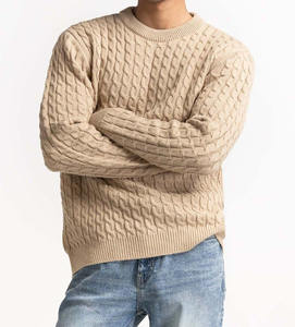 Pull-over en maille jacquard à col rond pour homme, personnalisé ODM, avec imprimé lettres sur le devant, grande taille, style streetwear ample, vente en gros - Product Image 2