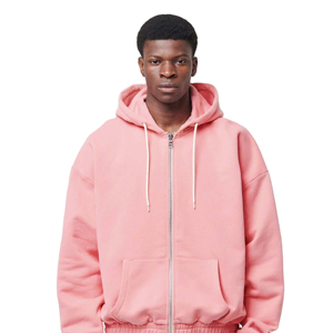 Digital Print Logo <b>Zip</b> <b>Up</b> Hoodies Loose 365g Batwing Sleeve Solid Color Double-ended Zipper Hoodie Streetwear - Product Image 1
