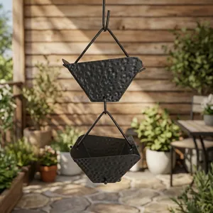 โซ่รับน้ำฝนสีดำแบบแขวน ดีไซน์รูปดอกไม้ สำหรับตกแต่งสวนกลางแจ้ง - Product Image 3