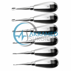 Juego de 6 Elevadores Dentales Veterinarios con Asa |   Elevadores de Raíces con Mango Corto |   Kit de Extracción Quirúrgica Animal de Acero Inoxidable - Product Image 5