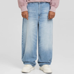 Jeans en denim délavé coupe droite pour homme, qualité supérieure, imprimé OEM, logo personnalisé, style décontracté vintage, respirant, vente en gros pour l'hiver - Product Image 5
