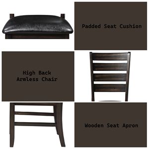 Juego de 2 sillas laterales Urbana de cuero sintético negro y acabado espresso para comedor - Product Image 3