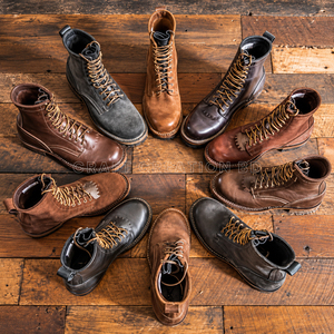 Bottes Chukka en Cuir Véritable 100% pour Hommes, Semelle Crantée, Bottes de Travail Montantes, Surplus de Chaussures du Bangladesh, Lot en Gros en Liquidation – Article en Stock - Product Image 1