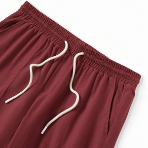 Unisex Burgundy Scrub Pants Hospital Uniform Trousers Cotton Polyester Woven Workwear Bottoms with Drawstring Waist - Product Image 4