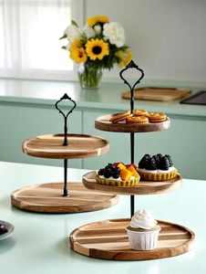 Support de présentation de pâtisserie en bois écologique pour boulangerie, arrangement de desserts et utilisation en cuisine - Product Image 3