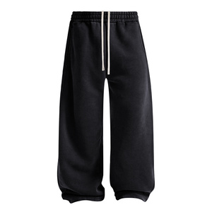 <b>Men's</b> Fleece Sweatpants Elastic Waist Drawstring Side Pockets Casual <b>Jogger</b> Pants Autumn Midweight Knitted <b>Black</b> - Product Image 2
