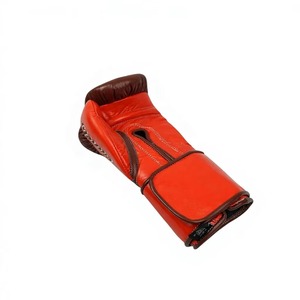 Boxing No Life Leather Training Gloves <b>Lace</b>-Up Adjustable Wrist Strap Adult Boxing Gear Red Brown Full Finger - Product Image 4