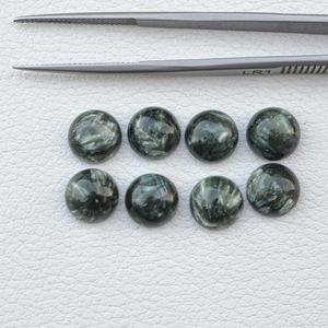Cabujón Redondo Plano de Serafinita Natural de 10 mm de Buena Calidad, Piedra Preciosa de Serafinita Certificada por IGI para Suministro de Joyería con Envío Gratuito - Product Image 3