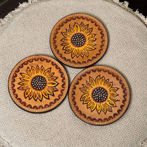 Ensemble de sous-verres en cuir de luxe usiné à la main en cuir véritable supports de haute qualité décoration de Table à la maison pour boissons café bière - Product Image 4