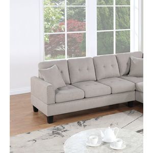 Set Divano Sezionale 2 Pezzi in Velluto Trapuntato Mushroom Tweeted, Mobili Soggiorno con Borchie, Divano LAF, Chaise Longue RAF, Confortevole - Product Image 2