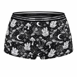 Lot de 3 culottes courtes gothiques imprimées pour femmes, noires, en spandex tricoté respirant, taille mi-haute, à motifs, sans couture à la taille, séchage rapide - Product Image 4