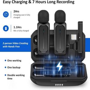 2 Pcs <b>Wireless</b> Lavalier Microphone for iPhone iPad Android <b>Charging</b> <b>Case</b> 7H Clip Lapel Video Recording Accessory - Product Image 5