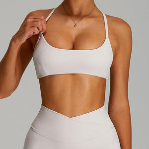 Women's Olive Green Seamless Sports Bra Scoop Neck Spaghetti Strap Medium Support Yoga Workout Activewear <b>Top</b> - Product Image 3