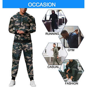 Custom Men's Camouflage Tracksuit Set 2 Piece Hoodie and Jogger Pants Slim Fit Sportswear Athletic Gym Sweatsuit Streetwear - Product Image 4