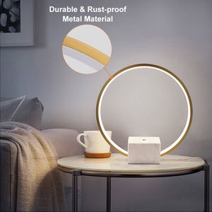 โคมไฟตั้งโต๊ะ LED วงกลมสีทองแบบทันสมัยพร้อมฐานหินอ่อนสีขาวตกแต่งบ้านอย่างมีสไตล์ - Product Image 3