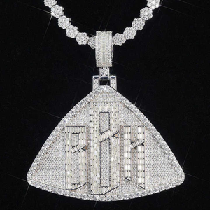GRA Certified Round Brilliant Moissanite Charm Pendant 925 Sterling Silver Plated Hiphop Unisex <b>Men</b> Women Kids Gift Jewelry - Product Image 4
