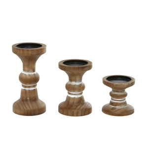 Ensemble de 3 chandeliers en bois cannelés tournés, porte-bougies en bois pour église, décoration de Noël - Product Image 4