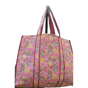 Sac fourre-tout floral Jaal bohème, sac à main tendance été, doublure en coton résistante à l'eau, imprimé traditionnel fait main, ouvert - Product Image 3