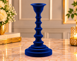 Porte-bougie artisanal en fer floqué velours bleu, écologique, sans flamme, pour décoration intérieure, table à manger, style festif, Noël - Product Image 3