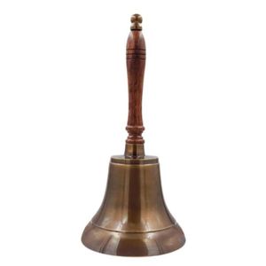 Cloche à main en laiton avec manche en bois, cloche de service vintage pour bureau - Product Image 1