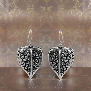 Pendientes Colgantes de Plata de Ley 925 con Textura de Hoja de Peepal para Mujer - Regalo de Aniversario y Fiesta - Product Image 2