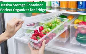 Refrigerator Vegetable Storage Container Removable Drain Plate PP <b>Plastic</b> Airtight <b>Large</b> Capacity Food Grade Flip Top Lid - Product Image 4