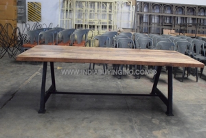 Modern Industrial High Quality Durable Heavy Cast Iron Base Mango Wood Top <b>Foldable</b> Dining <b>Table</b> for Farmhouse Home hotel - Product Image 3