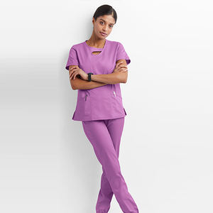 Nouveau design – Blouse d'infirmière à manches courtes en jersey, personnalisable, pour l'été – 72 % polyester/21 % rayonne/7 % élasthanne – Vente en gros pour femmes - Product Image 5