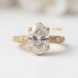 Diamante Cultivado en Laboratorio de Corte Ovalado de Moda, Claridad VS, 1.00-3.00 CT, Oro Sólido de 14K/18K, para Compromiso, Boda, Fiesta, Aniversario - Product Image 5