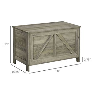Panca contenitore in legno stile rustico da 30 pollici con coperchio sollevabile e cerniera di sicurezza a 100 gradi per l'organizzazione e lo stoccaggio domestico - Product Image 3