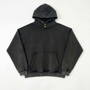 Sudadera con Capucha Oversize para Hombre al por Mayor, de Color Liso, Forro Polar, Estilo Casual para Otoño, Ajuste Regular, Diseño con Bolsillos Tejidos - Product Image 3