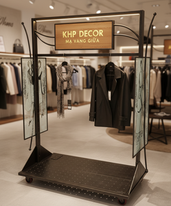 Modern Freestanding Adjustable Metal Garment Rack LED <b>Lighting</b> Powder Coated Light Weight Display Stand for Apparel Retail Store - Product Image 5