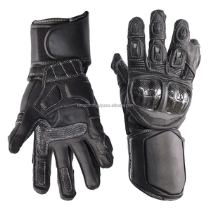 Padded Wrist <b>Leather</b> Motorbike <b>Gloves</b> Gauntlet <b>Black</b> Full Finger <b>Leather</b> Motorcycle Auto Racing Wear <b>Gloves</b> For <b>Men</b> - Product Image 4