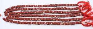 Natural <b>Red</b> Jasper Faceted Chicklet Beads 7-8 MM Jasper Gemstone Beads 8 Inch Faceted <b>Red</b> Jasper Square Shape Beads For Jewelry - Product Image 5