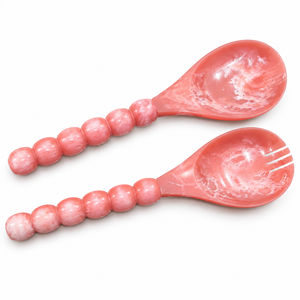 SOFIYA CRAFT Ensemble de service à salade moderne en résine fait main, cuillère et fourchette plaquées or rose, manche long poli miroir, capacité 10 ml, pour mariage - Product Image 1